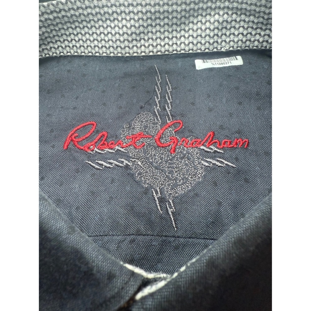 Robert Graham Mens XL Shirt Black Dots All Over Long Sleeve Button Up Flip Cuffs - Picture 4 of 11